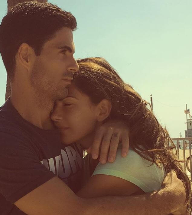 Daniel Arteta Bernal's parents, Mikel Arteta and Lorena Bernal.